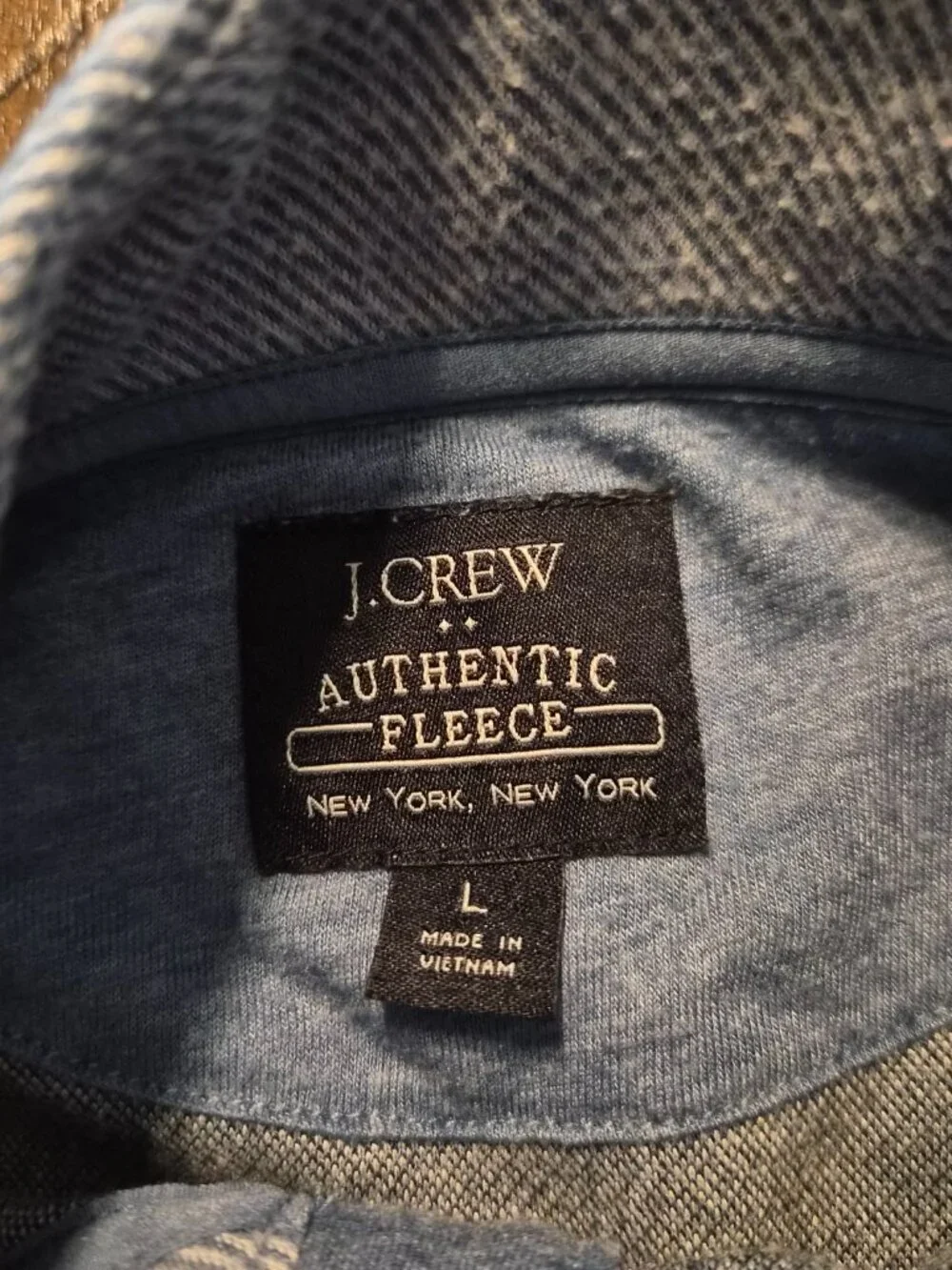 J Crew Pullover Mens Authentic Fleece Quarter Zip Blue Sweatshirt Large G333